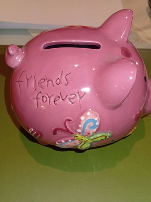 Pink ceramic piggy bank like new