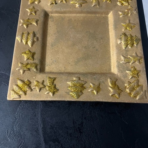 Christmas platter used, gold