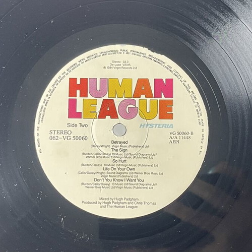 The Human League Hysteria 1984 LP vinyl used