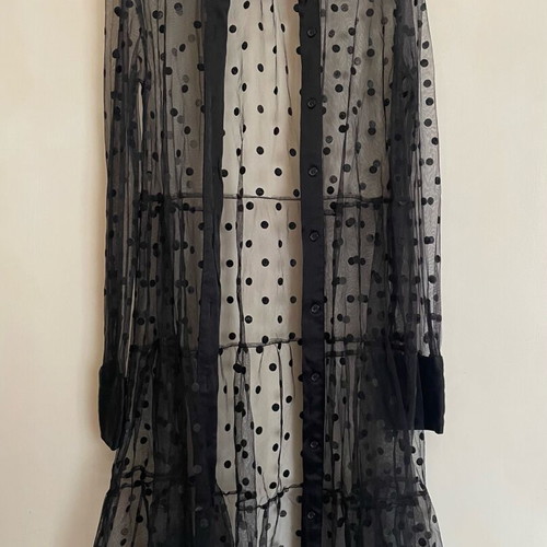 Zara lace polka dot shirt like new, see through with satin details