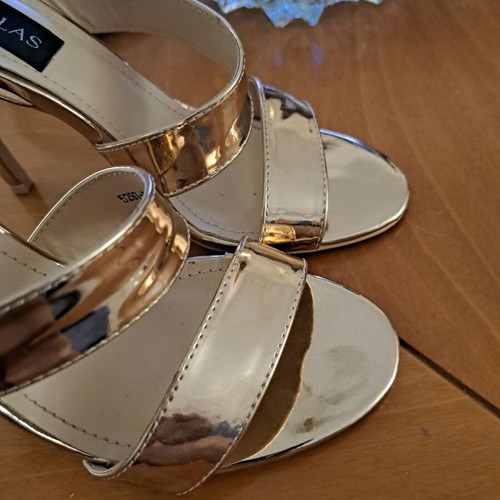Tsoukalas Shoes gold sandals like new, size 36