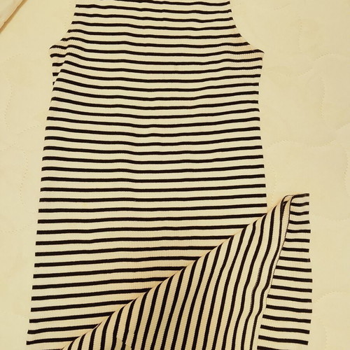 Strativarius long striped dress like new, size small, white and blue