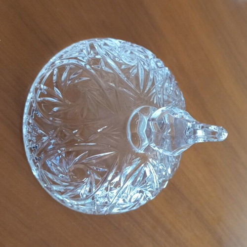 Vintage crystal bonbonniere with lid, 16cm