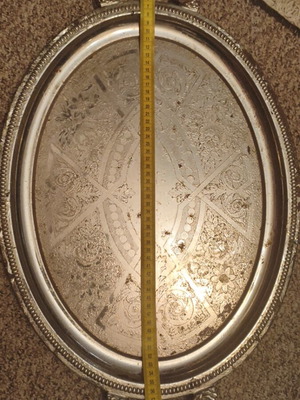 Vintage Large Silver-Plated Serving Tray 65cm used