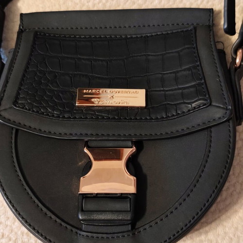 Tamaris x Marcel Ostertag black crossbody bag with rose gold details