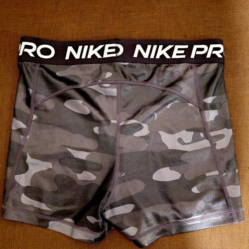 Nike Pro Camo Sports Shorts, Size S, Grey/Black