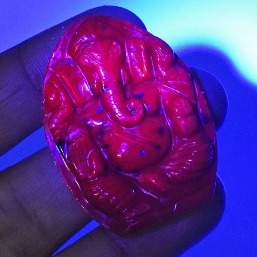 Ruby carved statue of god Ganesha 64 ct natural
