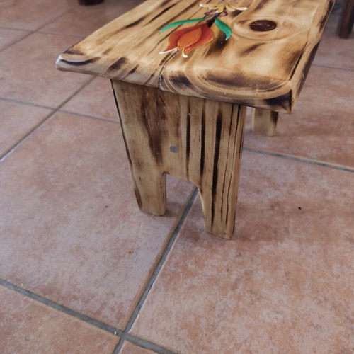 Handmade children's stool with painted wood, new