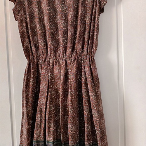 Dress in synthetic satin with short sleeve, new, multicolor, size XL