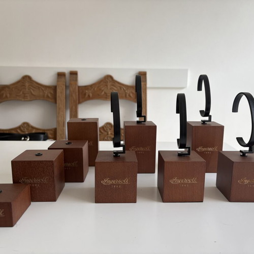 Ingersoll wooden watch display stands set of 9, like new