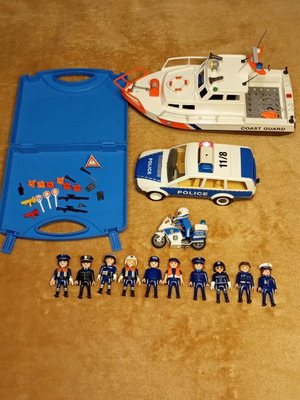 Playmobil police and coast guard collection used, 1990s sets