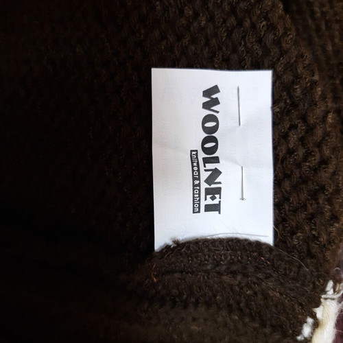 Woolnet women's sweater with collar like new, beige and brown