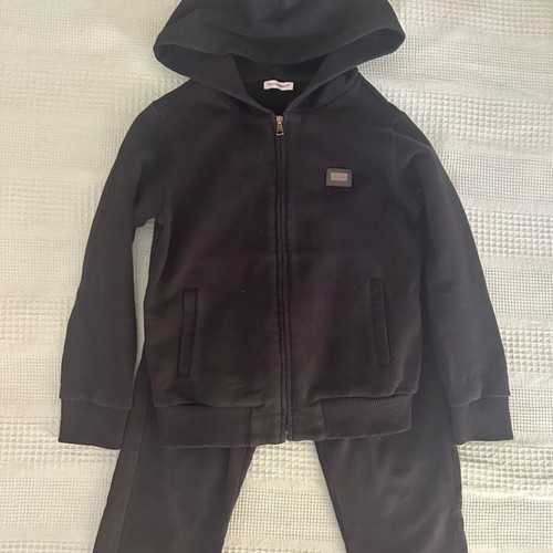 Dolce Gabbana kids set used, black cotton fabric, zipper defect