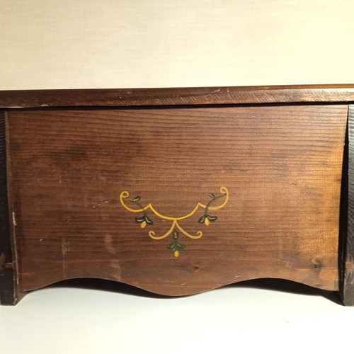 Wooden box with painted lid used, storage for small items