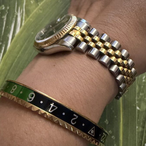 Oyster Spedometer Unisex bracelet new, black and green stainless steel