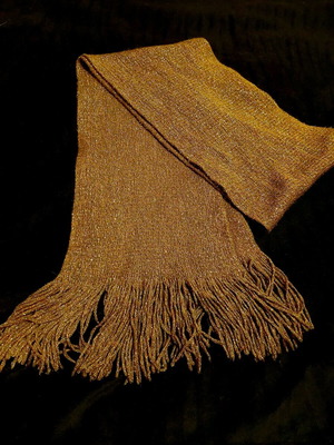 Κασκόλ καφέ-χρυσό σαν καινούργιο με χρυσοκλωστή γυναικείο