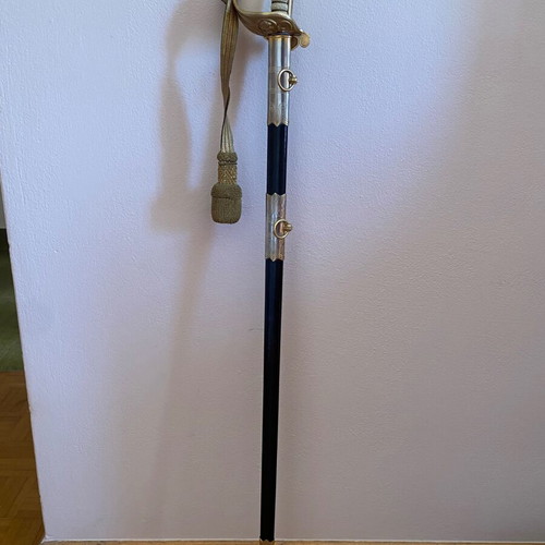 Royal Navy Sword with Leather Sheath, like new, WKC Solingen Germany