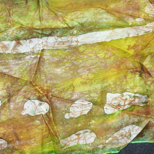Vintage silk scarf in lime green with abstract print like new