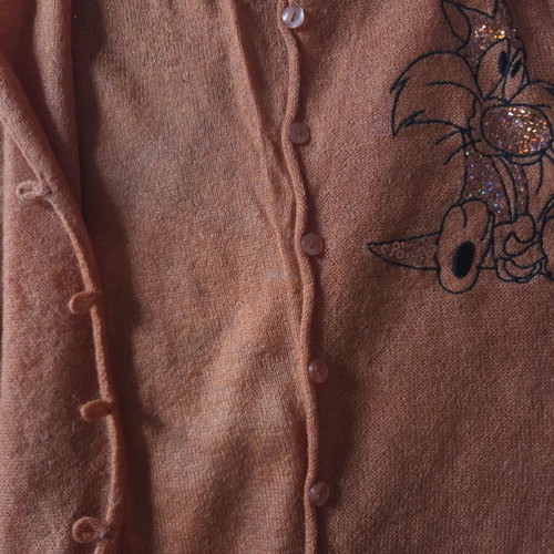 Ysatis vintage orange knitted cardigan with embroidered design