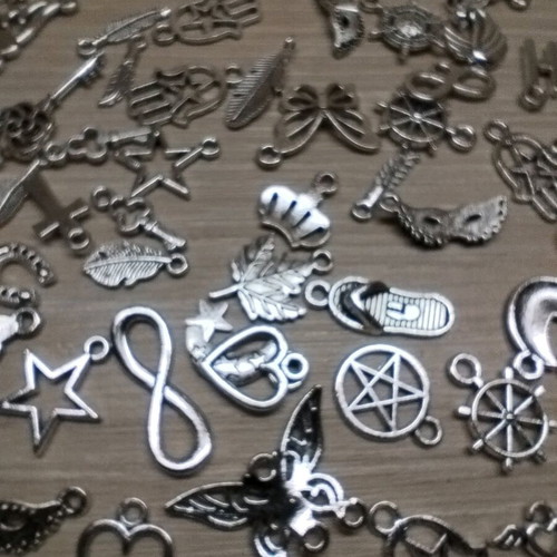 Charms new, set of 50 metal brass alloy designs for DIY bracelets