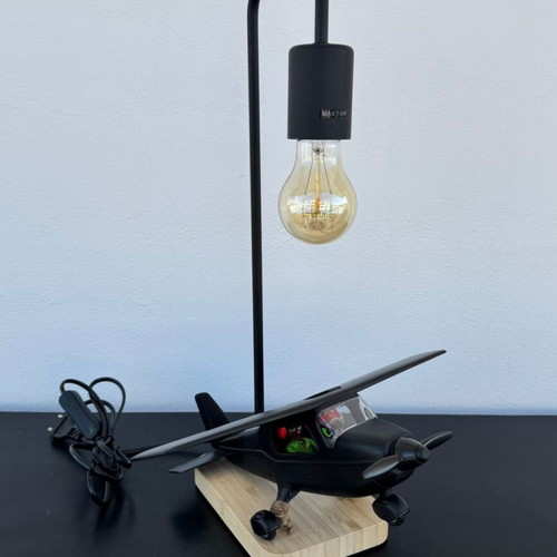 Table lamp with handmade airplane design, new