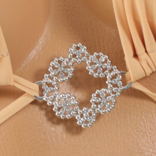 Women’s peach Snowflake Heart bikini new with decorative jewelry