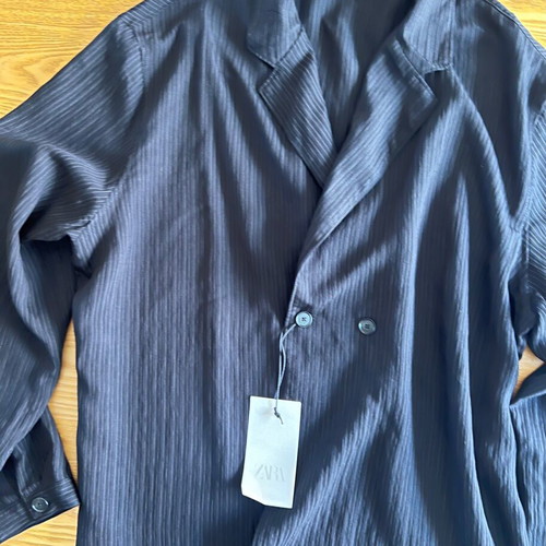 Zara black striped men's shirt jacket XL