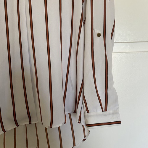 Primark striped long-sleeve shirt white and brick red, EU 36