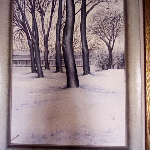 Oil painting on canvas "Snow" new with wooden frame