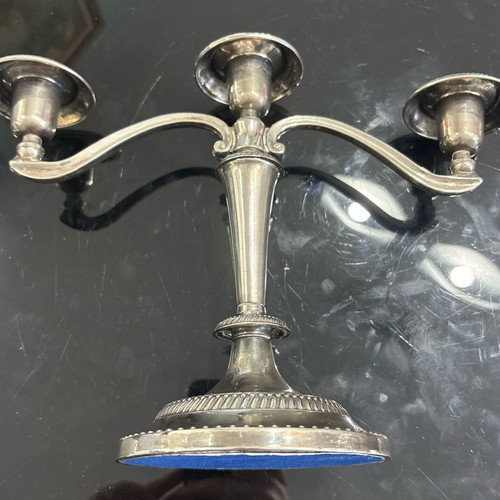 Vintage silver-plated solid candlestick with 3 holders like new