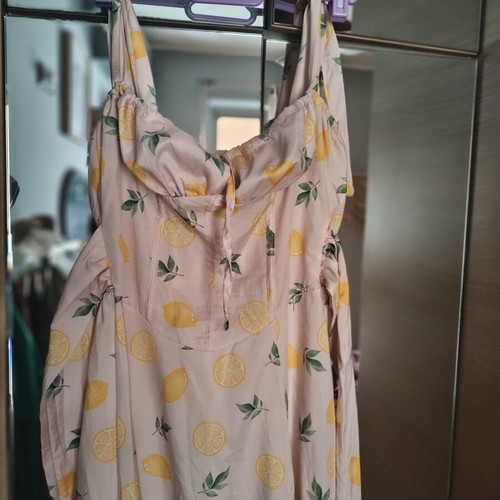 Lemon dress like new, soft pink with lemons