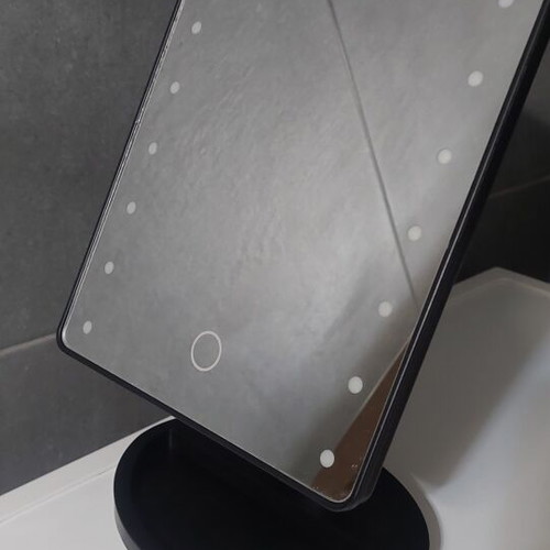 LED makeup mirror with adjustable lights and stand