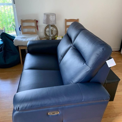 Sofa 2-seater used with electric recline dark blue