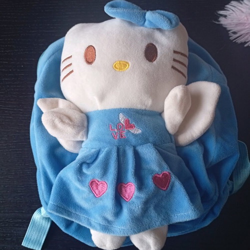 Hello Kitty children's backpack used, blue plush