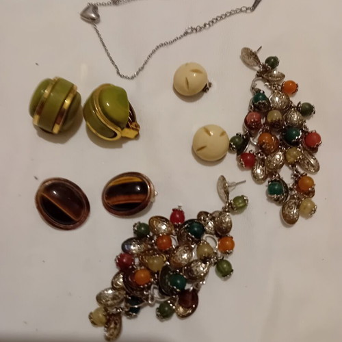Earrings pack of 4 used with clip-ons and dangle pair plus bracelet gift