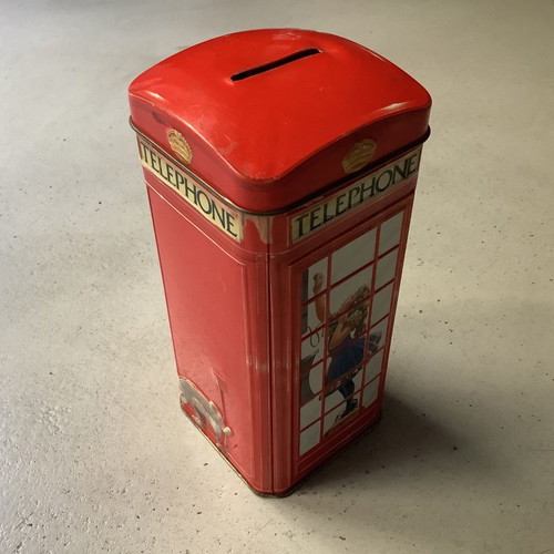 Vintage money box used, telephone kiosk design