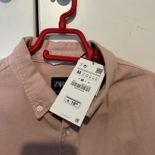Zara men's shirt pink size M new with long sleeves