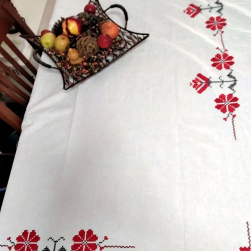 Handmade Linen Tablecloth with Traditional Embroidery, New