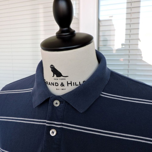 Gant men's blue and white striped short sleeve polo t-shirt size L like new