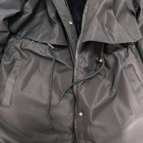 Women's jacket XL used, black with hood and drawstring