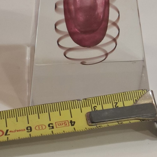 Art Glass Solid Dip Pen and Holder Deep Pink Spiral Used