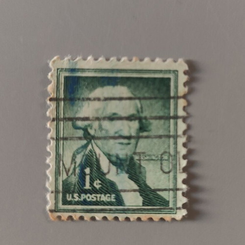 USA 1 Cent George Washington Stamp used, vintage green