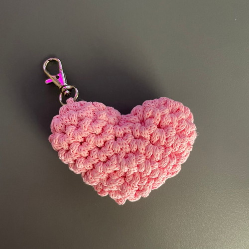 Handmade heart keychain pink new