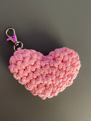 Handmade heart keychain pink new