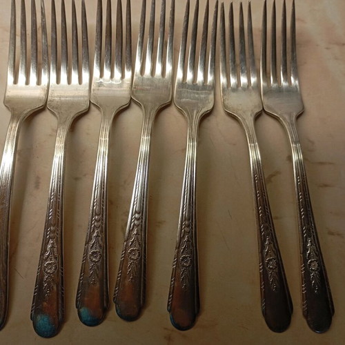 Silver-plated forks used, vintage from 1940
