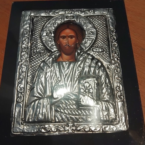 Silver Christian icon Jesus Christ Pantocrator new 21x17 cm