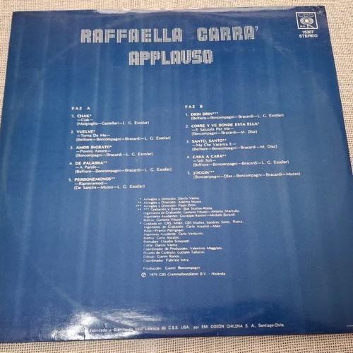Raffaella Carrà Aplauso LP Chile μεταχειρισμένο, pop