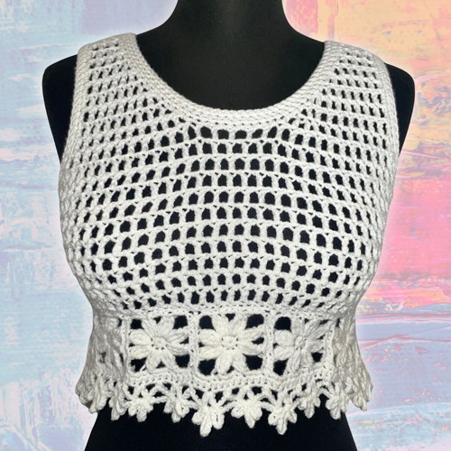 Handmade Mesh Crop Top white XS/S made to order