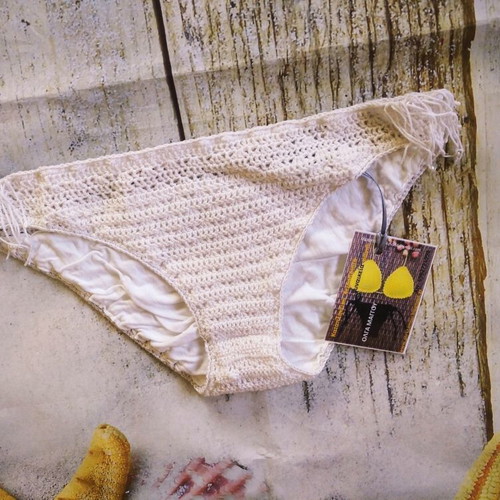 Knitted bikini bottom new, handmade, size S, white