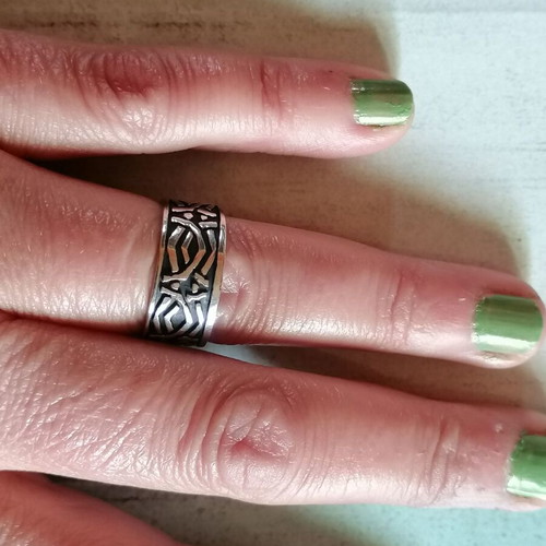 Silver 925 ring band with geometric designs new no 58 (US 8 1/4)